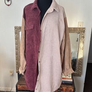 NASTY GAL Colorblock Corduroy Jacket overshirt sz14